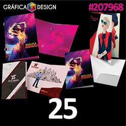 25 cópias iguais | Pasta com Orelha e Janela Laminação Fosca | id 207968 | +-31x45cm | Papel Reciclato 240g PAPEL CARTÃO | Corte Especial Tipo Orelha + Janela Recortada | Impressão FRENTE e VERSO Coloridos | 4x4 cores