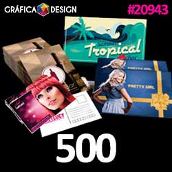500 cópias iguais | Postal Laminação Fosca | id 20943 | 10x9cm A7 SUPER | Papel Couchê 250g PAPEL CARTÃO + BARATO | Impressão FRENTE e VERSO Coloridos | 4x4 cores