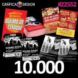 10.000 cópias iguais | Folheto | id 22552 | 10x14cm A6 PROMO +-4 dentro da Sulfite | Papel Couchê 80g PAPEL + BARATO | Impressão FRENTE e VERSO Coloridos | 4x4 cores
